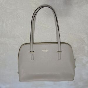 Kate Spade Beige Handbag Taupe Neutral Satchel Dome Double Zipper Tan Handles